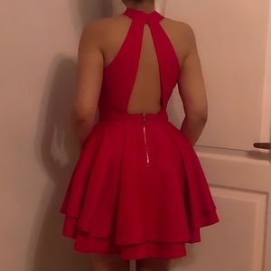 Lulus Red Backless Skater Dress